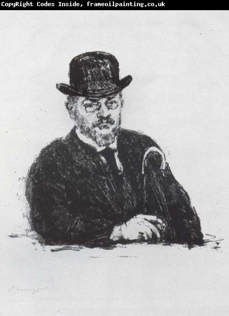 Max Slevogt Selbstbidnis with hat and cane
